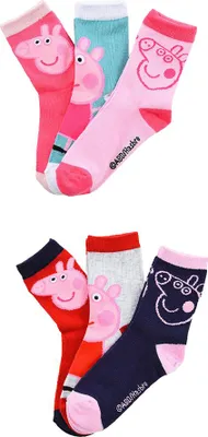 Produktbild von Peppa Wutz Pig Socken Mädchen 6 Paar Kindersocken mit Motiv | Baumwollsocken Set für Kinder, Größe:27-30