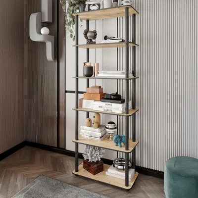 Immagine prodotto di Nervina - Libreria, 60x30x173h cm Marrone Rovere, 4 Ripiani