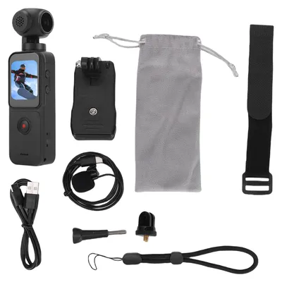 Image de Caméra d'action 5K, HD, pivotante à 270°, Wi-Fi, stabilisation EIS, caméra vidéo portable avec écran de 1,69 pouces pour le vélo, la randonnée et les voyages en plein air