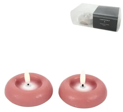 Image de Bougie Flottante Led Countryfield Lyon Effet Flamme Rose 7,5 Cm Lot De 2
