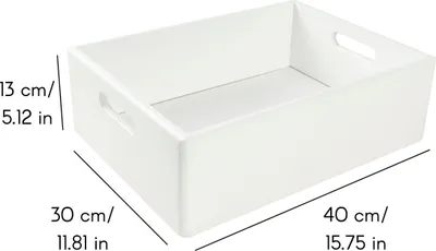 Produktbild von Creative Deco XL Weiße Holzkiste Obstkiste Korb - 40x30x13cm (+/-1cm) - mit Griffen