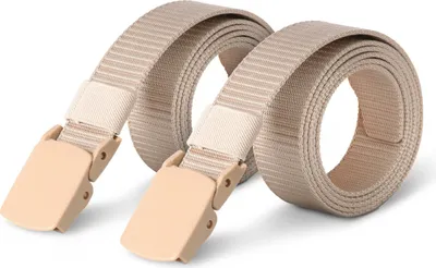 Produktbild von hemmy Canvas Uni Stoffgürtel ( 2er Pack ) 130cm x 3cm, Verstellbarer Arbeitsgürtel ohne Löcher - Kunststoffschnalle - Gürtel für Damen und Herren
