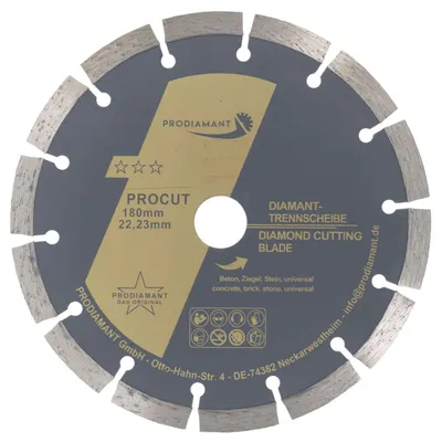 Produktbild von PRODIAMANT Diamanttrennscheibe 180mm Beton, Stein, Ziegel, universal