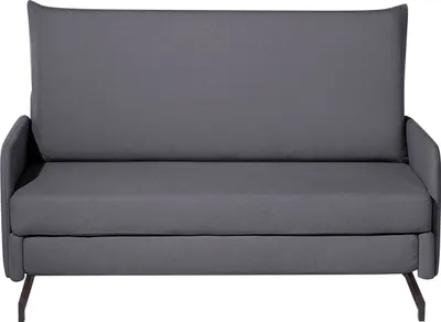 Zdjęcie produktu dla BELIANI Sofa rozkładana szara dwuosobowa tapicerowana kanapa do salonu pokoju z funkcją spania metalowe czarne nogi