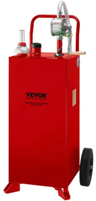 Immagine prodotto di VEVOR 30 galloni di carburante, deposito di carburante su 2 ruote, carrello per il gas portatile con pompa di trasferimento manuale, serbatoio per benzina-diesel per auto, tosaerba, fuoristrada, barche e altro, rosso