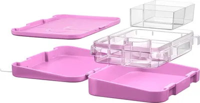 Image de Bento Box Lunchbox avec 4 + 2 compartiments - Idéal pour le déjeuner des enfants - Rose Blanc