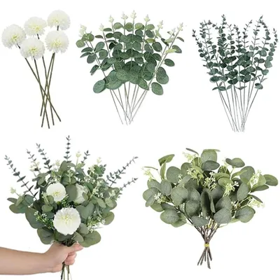 Produktbild von Set aus 30 Künstlichen Eukalyptus- und Hortensienzweigen