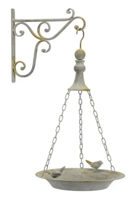 Produktbild von Futterplatz Metall grau z.H. mit Wandhaken Ø31cm H8,5cm Futterstation Vogeltränke