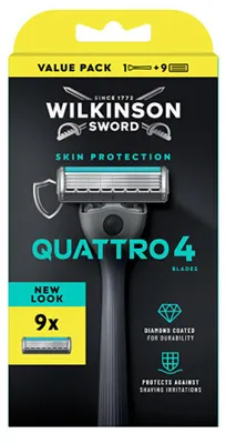 Produktbild von Wilkinson Quattro 4 Skin Protection Rasierer + 8 Ersatzklingen