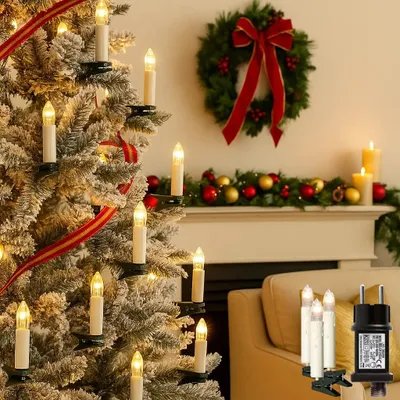 LED-Kerzenlichterkette, 30 warmweiße Kerzen, 10,3 m, für Weihnachtsbaum