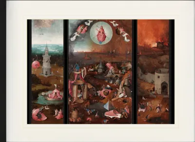 Zdjęcie produktu dla Hieronymus Bosch Oprawiony obraz z drobnym passe-partout | Sztuka ścienna | W ramie obrazu - Sąd Ostateczny, Tryptyk, ok. 1482 r. (60 x 80 cm)