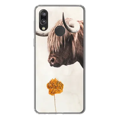 Produktbild von MuchoWow® Handyhülle Schutzhülle Hülle für Huawei P20 Lite (2020) Schottischer Highlander - Vintage - Blume Silikon Softcase Handy Hülle - Kartenhalter