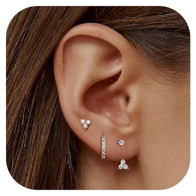 Immagine prodotto di 3 paia di orecchini da donna in argento 925 con placcatura in oro 14 carati