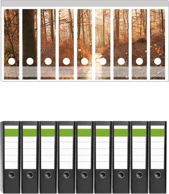 Produktbild von Wallario 9 Stück breite Ordner inkl. Klebeetiketten mit Motive Weg in den Sonnenuntergang -  Set mit Rückenschildern / Ordnerrücken Stickern