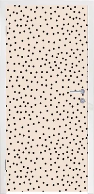 Produktbild von MuchoWow® Türtapete Selbstklebende Türfolie Polka dot - Beige - Schwarz 85x205 cm Türposter Türaufkleber Klebefolie Türklebefolie - Türverzierung - Türen Dekoration - Plakaten