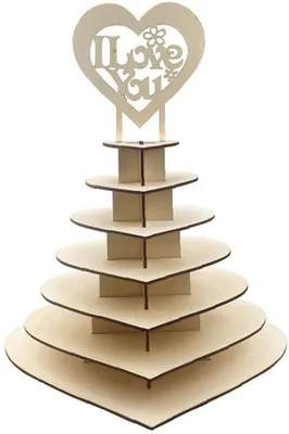 7-stöckiger Holz-Chocolade-Display-Ständer, Herzform, 40x33 cm
