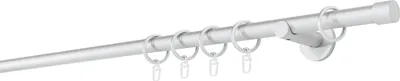 Produktbild von Gardinenstange auf Maß 20mm Cap 1-lauf Wandträger 6,5cm Farbe: Alu-Silber, Größe: 180cm