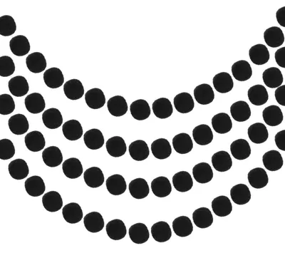 Productafbeelding van Pomponketting, 4 stuks, zwarte vilbolletjes, 2 meter
