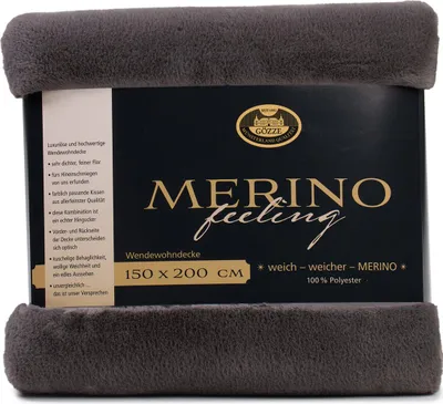 Produktbild von Gözze Merino Wendewohndecke anthrazit 150 x 200 cm