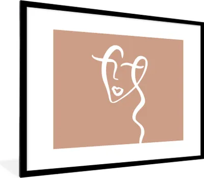 Produktbild von MuchoWow® Gerahmtes Poster Frau - Gesicht - Abstrakt 80x60 cm - Poster mit Schwarzem Bilderrahmen Wandposter Rahmen Foto Bilder - Schlafzimmer-Dekorationen - Fotoposter