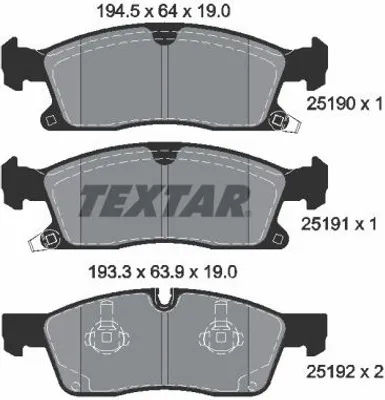 Obrázek produktu pro TEXTAR Sada brzdových destiček, kotoučová brzda Část: 2519002