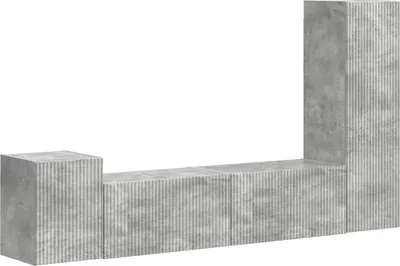 Image de vidaXL Meuble TV 4 pièces Béton Gris Bois composite