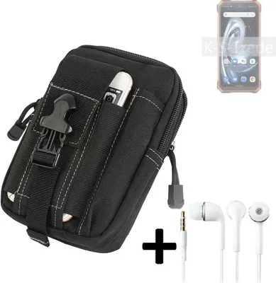 Produktbild von K-S-Trade Gürteltache + Kopfhörer kompatibel mit Blackview BV7100 Gürtel Tasche Holster Schutz Hülle Handy Hülle  schwarz inkl. Extrafächer