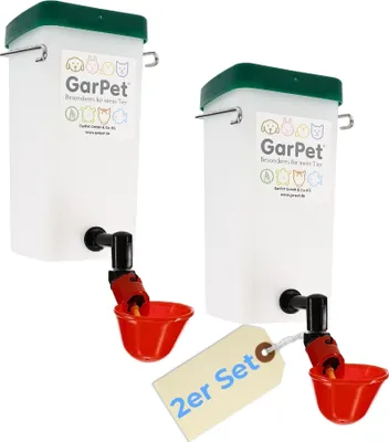 Produktbild von 2er Set Beckentränke 1000 ml Geflügeltränke Küken Nager Hasen Hühner Geflügel Wasserspender Tränkebecken Trinkflasche mit Halterung