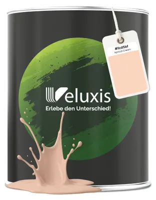 Produktbild von Wandfarbe Beige Creme Orange Matt Innenfarbe – Deckkraft Klasse 1, VOC-frei, Ohne Grundierung, Tropfarm – Wohnzimmer & Schlafzimmer – 1L – Veluxis (Apricot Cream)