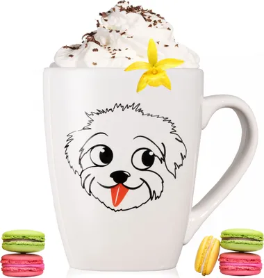 Produktbild von PLATINUX Kaffeetasse mit Griff 250ml Tasse mit Hunde Motiv "Einstein" Teetasse Kaffeebecher Teebecher aus Keramik