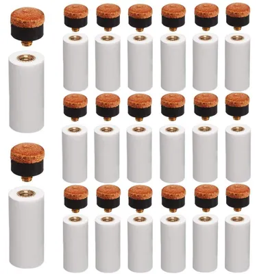Zdjęcie produktu dla Końcówki do bilarda, 20 sztuk, 12 mm, z zaciskami do kijów bilardowych
