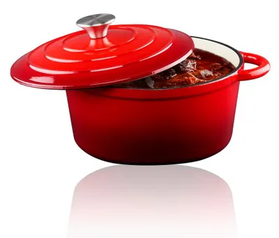 Produktbild von Gusseiserne Bratpfanne Alpina rot Ø24 cm, 3,8 l, emailliertes Gusseisen
