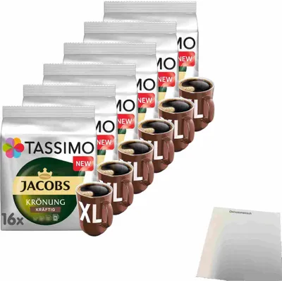 Produktbild von Tassimo Jacobs Krönung XL Kräftig 6er Pack (6x144g Packung) + usy Block