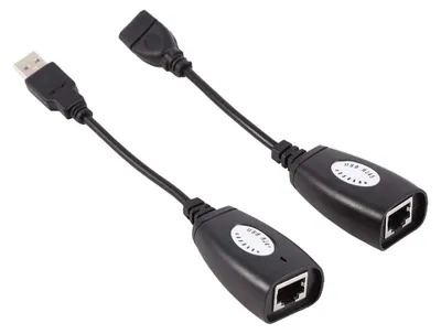 Zdjęcie produktu dla Kabel przedłużający USB do RJ45 - przedłużacz sieciowy do 50 metrów