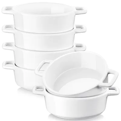 Obrázok produktu pre Sada 6 porcelánových misiek na zapekanie, okrúhle, objem 200 ml, biela farba