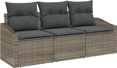 Image de Ensemble de 3 assises de jardin vidaXL, gris, en résine tressée