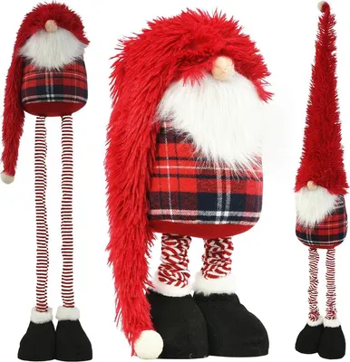 Image de Nain décoratif / Gnome sur pieds télescopiques 38–88 cm – Rouge