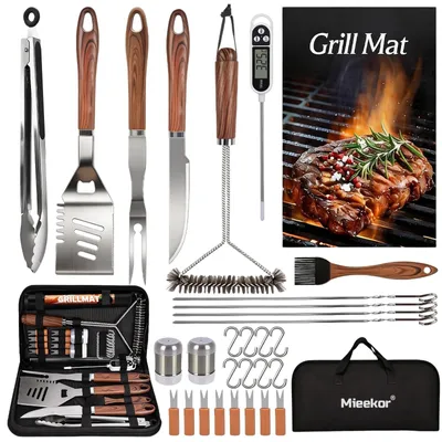 Produktbild von 31-Teiliges BBQ Grillbesteck Set Edelstahl Grillzubehör Set Grillutensilien Set Koffer mit Grillkoffer und Grillmatte Geschenke für Männer für Garten
