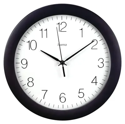 Produktbild von Hama Teneriffa, Wand, Analoge Uhr, Rund, Schwarz, Weiß, Kunststoff, Glas