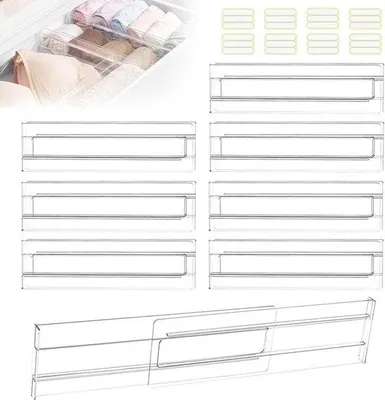 Obrázok produktu pre Nastaviteľný organizér do zásuvky 27,5–52 cm, priehľadný