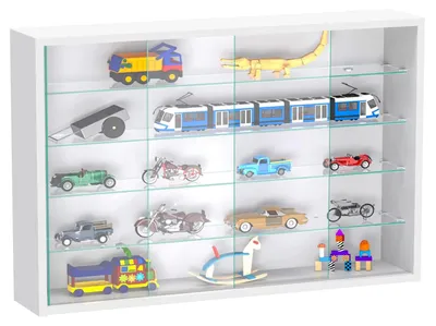 Productafbeelding van Vitrinekast hangend - Wandvitrine - Met schuifdeuren - 75 x 55 x 14 cm