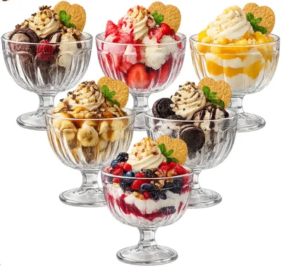 Produktbild von Eisbecher 6 Stück SET Eisschalen Dessertschale Eisgläser Dessertgläser 425ml