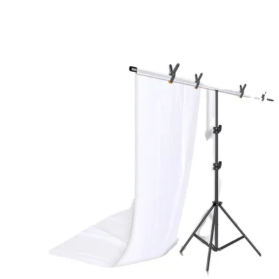 Obrázek produktu pro Stojan na fotografické pozadí, podpůrný systém chromakey, polyesterové bavlněné fotografické studio, nové 2x2M bílé