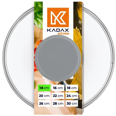 Produktbild von KADAX Glasdeckel mit Griff aus Silikon, hitzebeständiger Deckel für Topf ⌀14-30cm, Deckel mit Dampfloch, Universaldeckel in verschiedenen (14cm, grau)