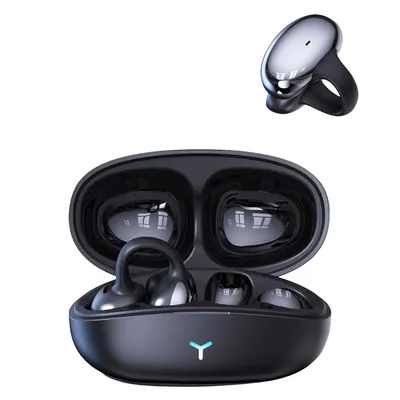 Kabelloser Bluetooth 5.3 Open-Ear-Kopfhörer, Akkulaufzeit, wasserdicht, geräuschunterdrückendes Mikrofon für Laufen, Arbeiten und Gaming, Schwarz