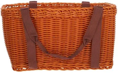 Produktbild von Unyqoos® Großer geflochtener Einkaufskorb & Aufbewahrungskorb aus Kunststoff-Rattan, 39 x 36 x 16,5 cm, vielseitig & leicht zu reinigen