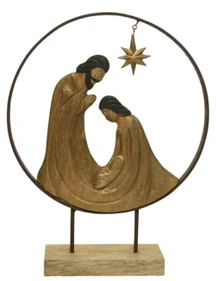 Produktbild von Dekoaufsteller Krippe Mango Holz Dekoration Weihnachten 49 cm