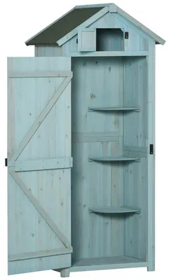 Image de Armoire de jardin en bois - Abri de jardin pour outils de jardin | Couleur : Bleu | Dimensions : 54,2 x 77 x 179 cm