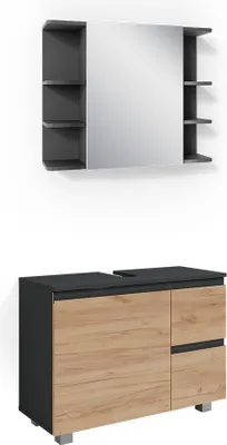 Obrázok produktu pre Súprava kúpeľňového nábytku Vicco J-Shape Šedá 2 diely, Model 38200