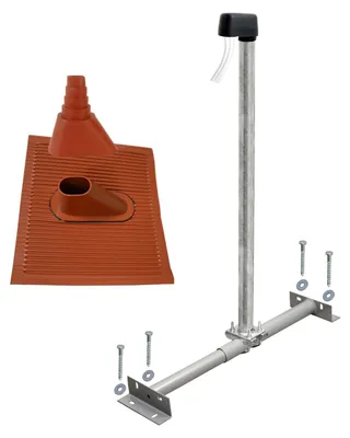 Produktbild von PremiumX BASIC TV SAT Dachsparrenhalter 100cm Mast Alu Antennenziegel Set rot